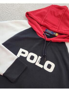 POLO RALPH LAUREN Perfomance Hoodie Mens Sz Large Pullover Logo Spell Out Preppy